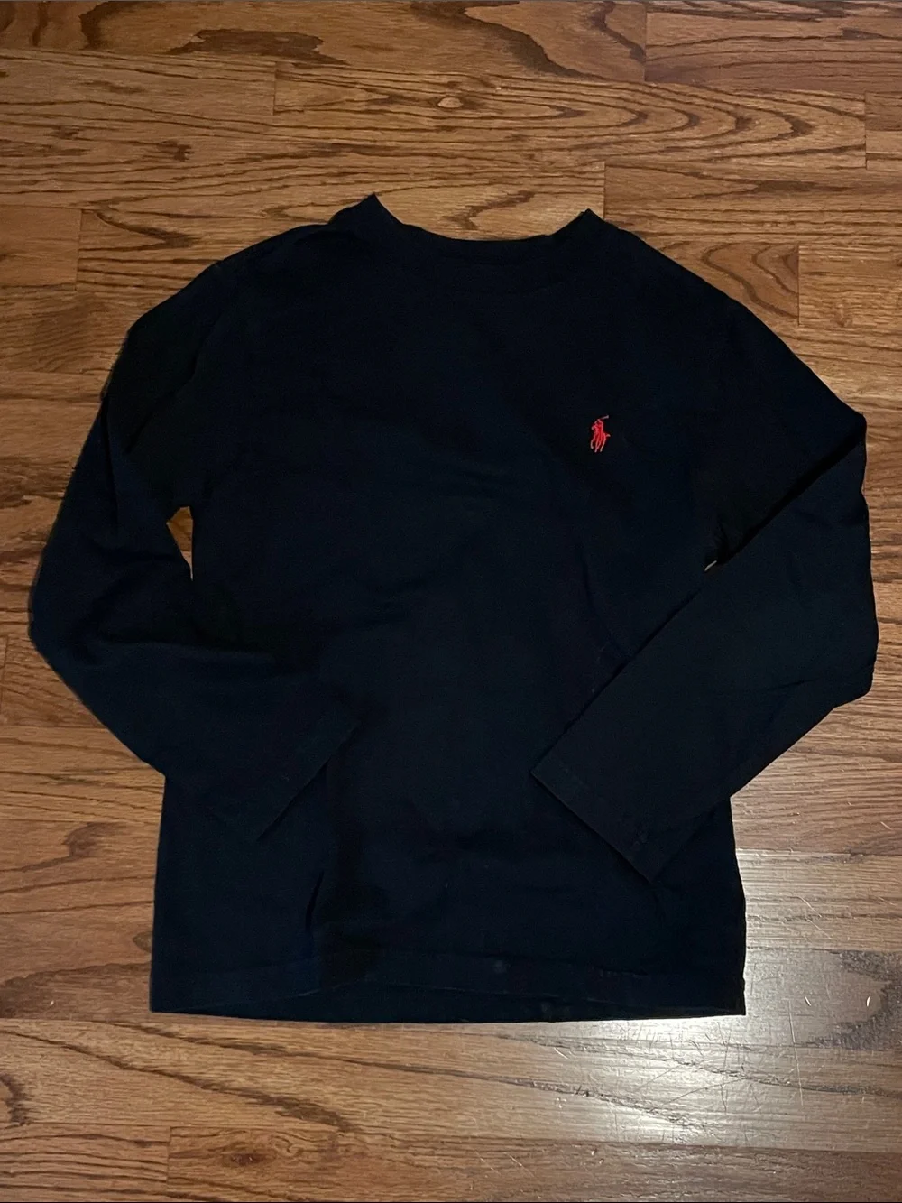 Ralph Lauren Navy Crewneck Sweater with Red Pony Embroidery